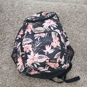 Roxy Black and Pink Floral Backpack